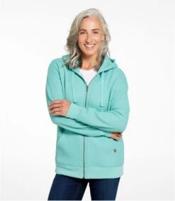 L.L.Bean Birchwood Brushed Waffle Full-Zip Hoodie Women's Regular -Maine Sport Store 517785 551 44