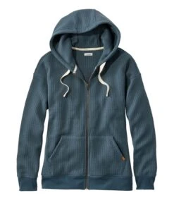 L.L.Bean Birchwood Brushed Waffle Full-Zip Hoodie Women's Regular -Maine Sport Store 517785 89 41