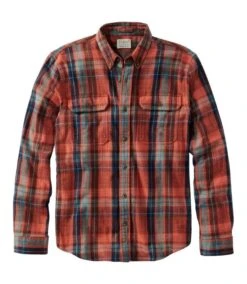 L.L.Bean 1912 Field Flannel Shirt Slightly Fitted Plaid Men's Regular -Maine Sport Store 521057 34372 41
