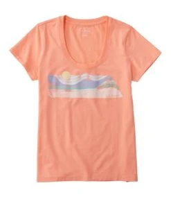 L.L.Bean Soft Stretch Supima Tee Scoopneck Short Sleeve Graphic Women's Regular