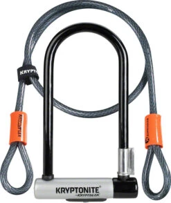 Kryptonite KryptoLok U-Lock - 4 X 9", Keyed, Black, Includes 4' Cable And Bracket