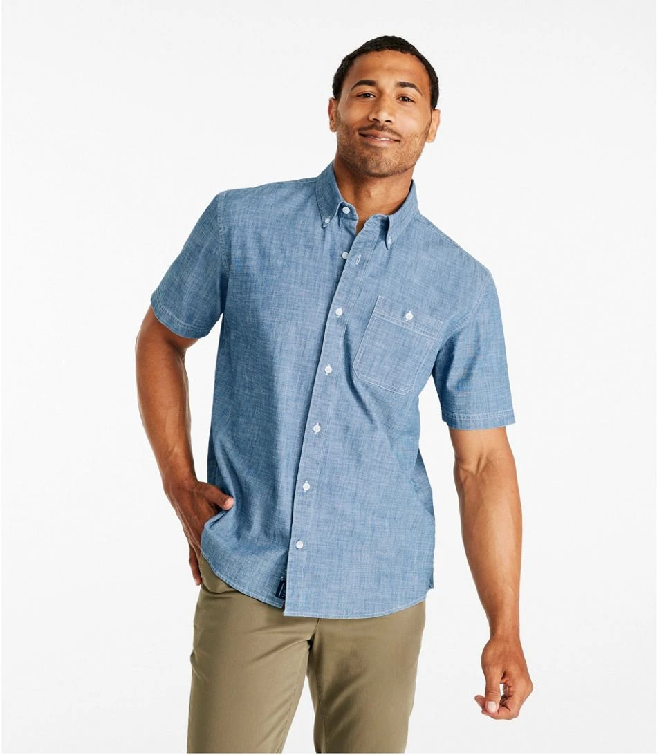 L.L.Bean Men's Comfort Stretch Chambray Shirt 1 L.L.Bean Men's Comfort Stretch Chambray Shirt